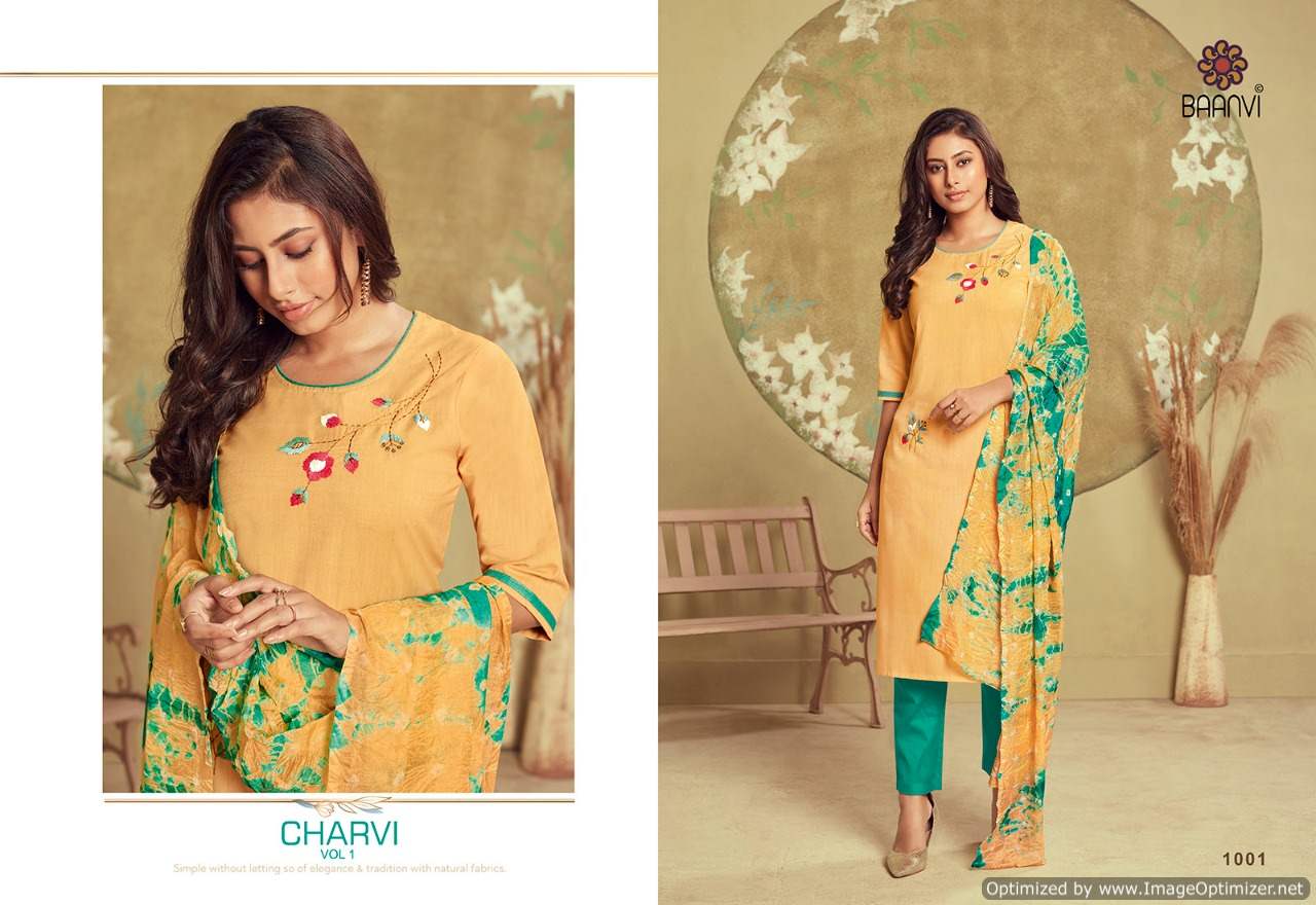 Baanvi Charvi 1 Latest Festive Wear Cotton Embroidered Ready Made Collection